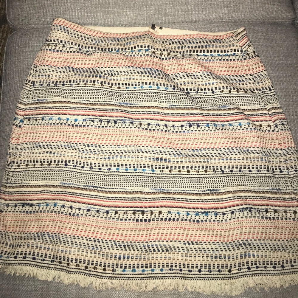 Loft tribal print fringe skirt